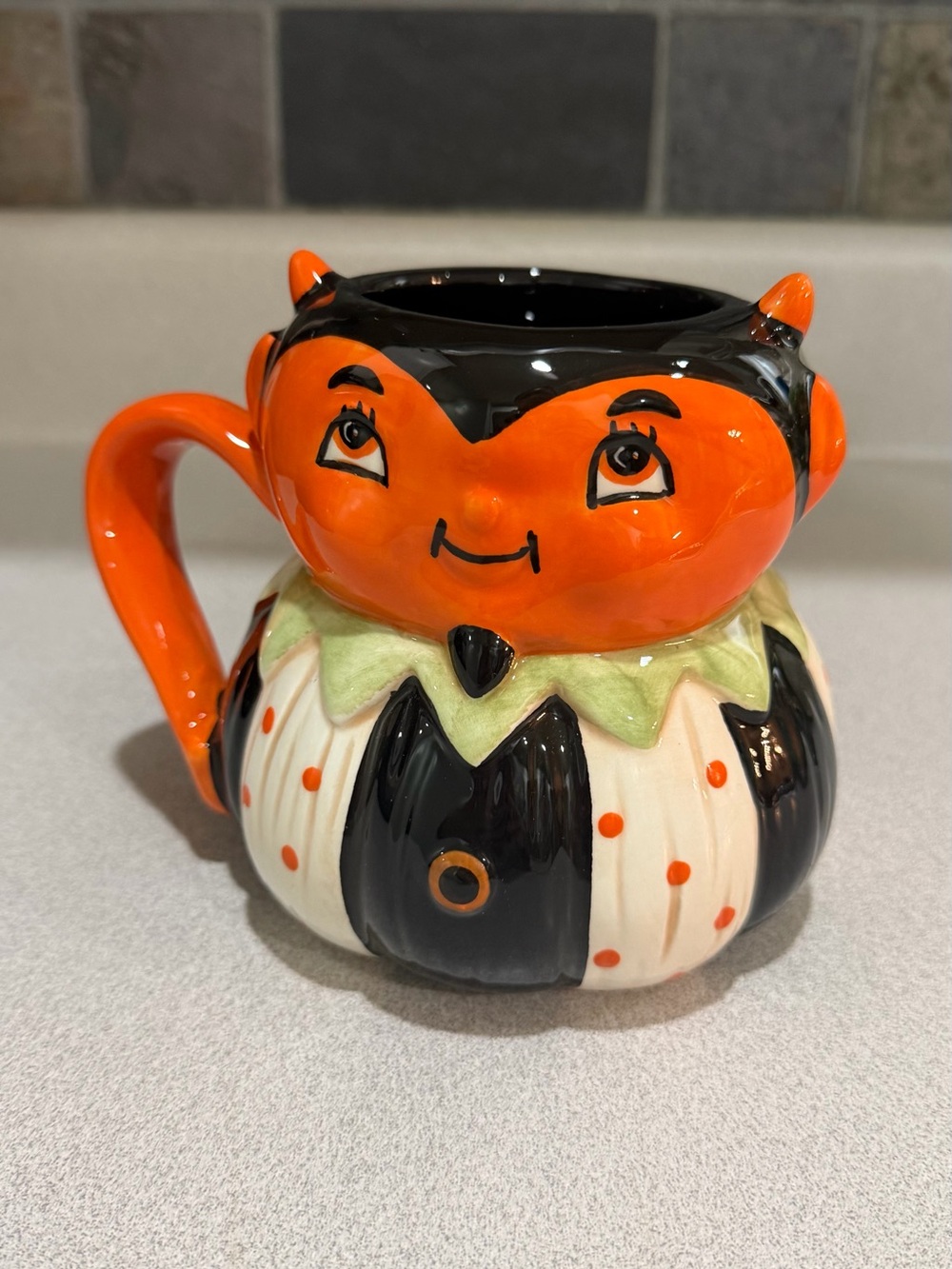 Johanna Parker Orange&Black Halloween Devil Mug New #halloween #devil #vintage